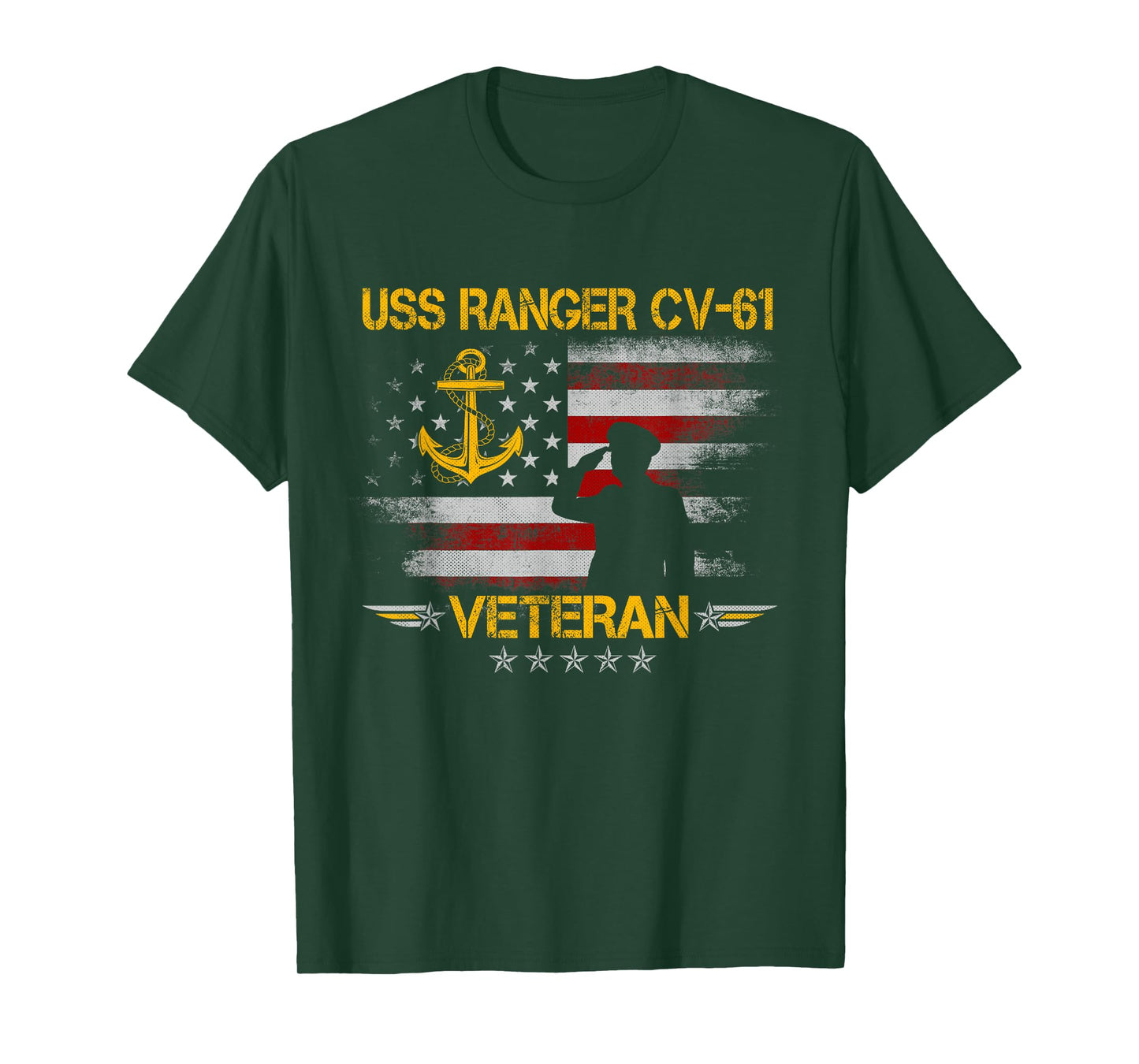 USS Ranger CV-61 Aircraft Carrier Veteran Flag Veterans Day T-Shirt