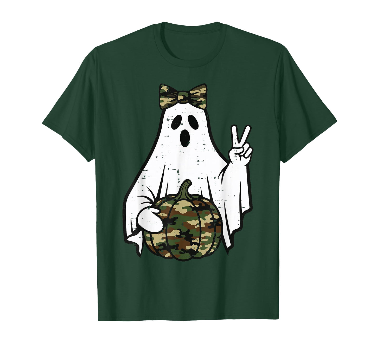 Halloween Ghost Camo Pumpkin Peace Costume Women Girls Kids T-Shirt
