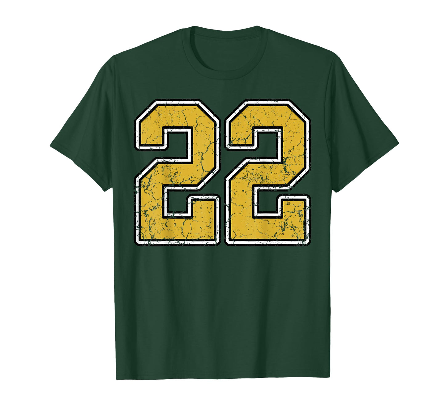 Old Gold Black White Sports Number 22 Jersey Uniform Player T-Shirt
