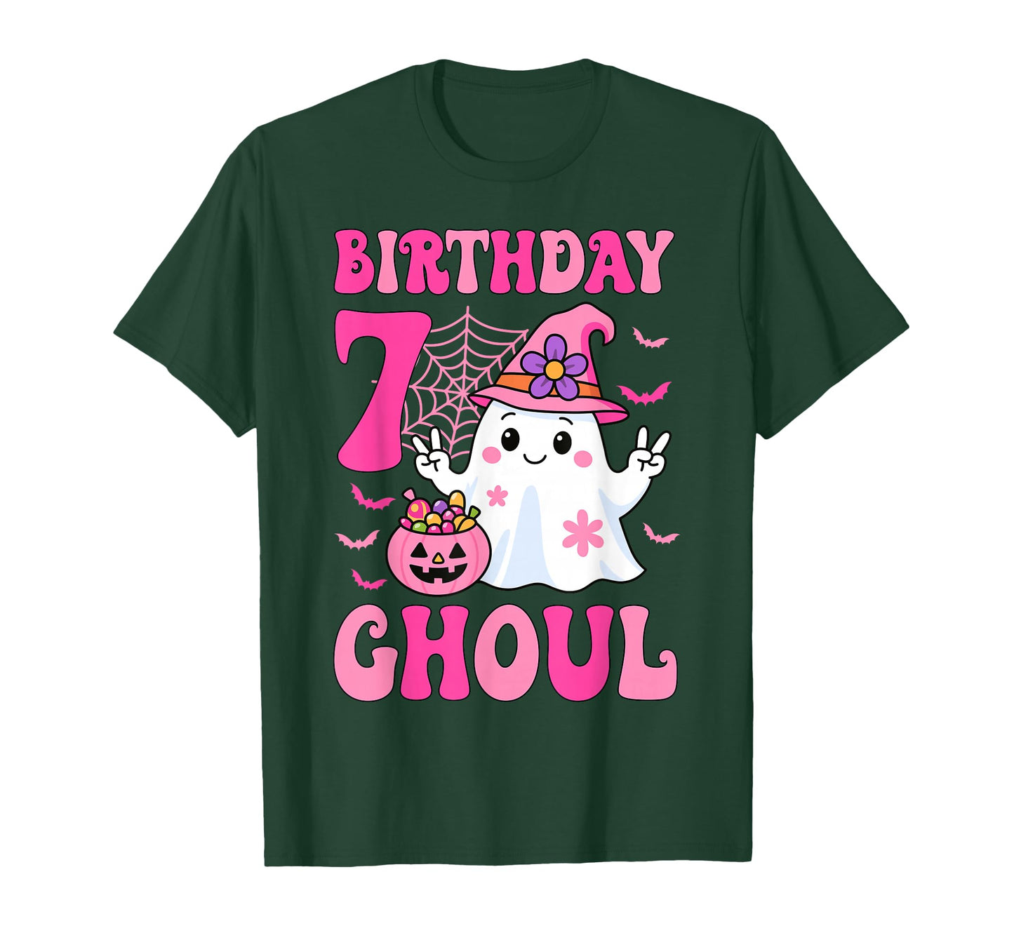 I'm 7 Years Old Girls Cute Ghost It's My 7th Birthday Ghoul T-Shirt