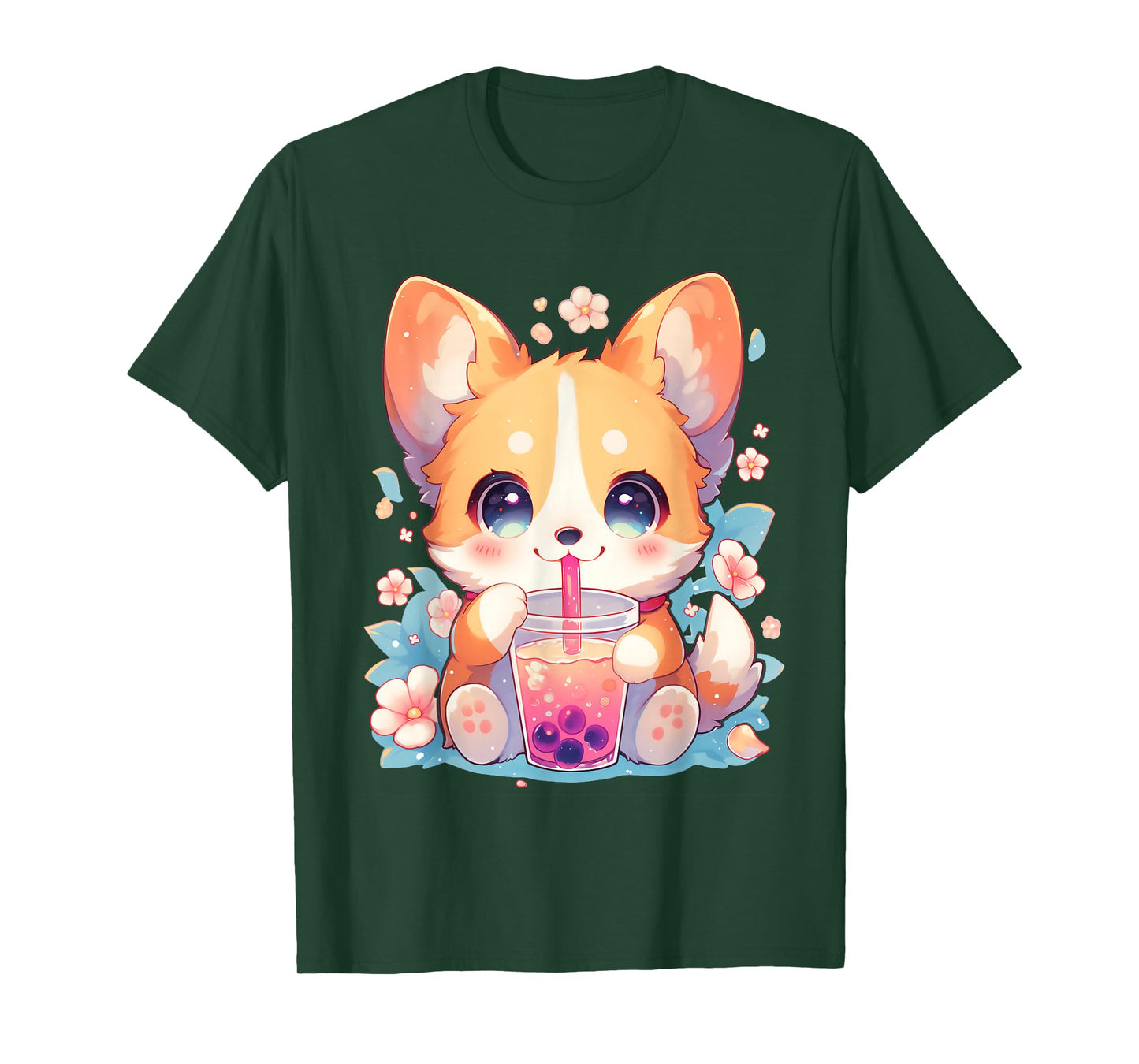 Boba Tea Bubble Tea Anime Kawaii Corgi Puppy T-Shirt