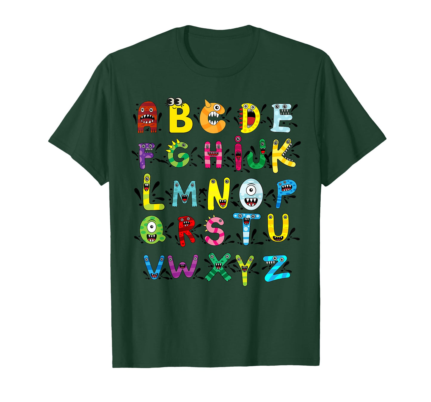 ABC Cute Monster Alphabet Halloween Teacher Costume Kids T-Shirt