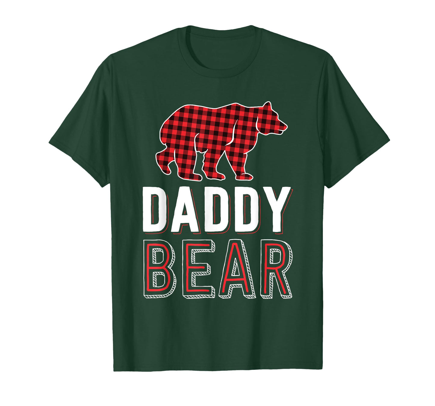 Daddy Bear Dad Red Buffalo Plaid Matching Family Christmas T-Shirt