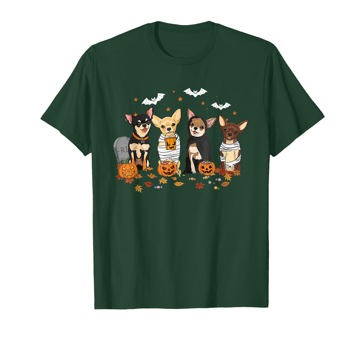 Funny Pumpkin Ghost Chihuahua Halloween Chihuahua Dog Mom T-Shirt