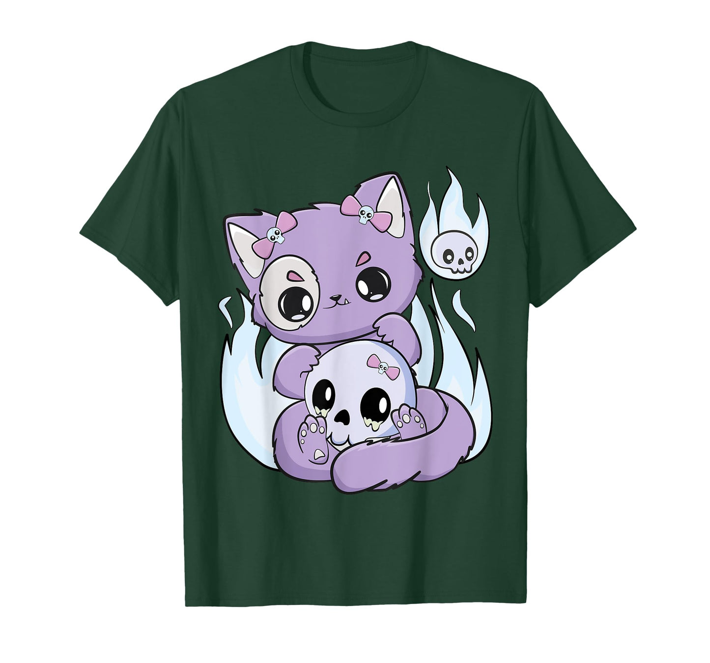 Black Cat Yami Kawaii Cute Creepy Skull Feline Pastel Grunge Men Women Girls Kids T-Shirt