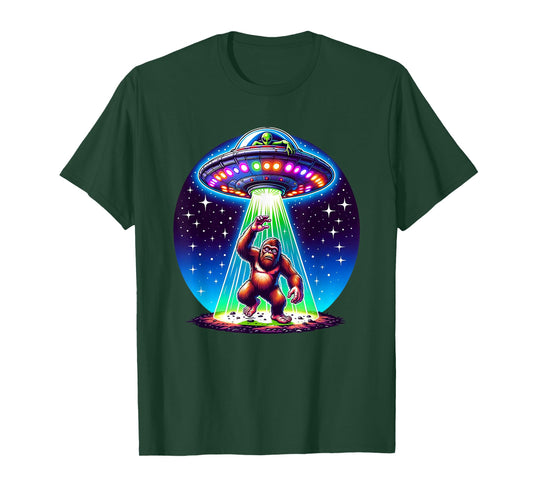 Bigfoot Sasquatch Abduction Alien Invasion UFO Spaceship T-Shirt