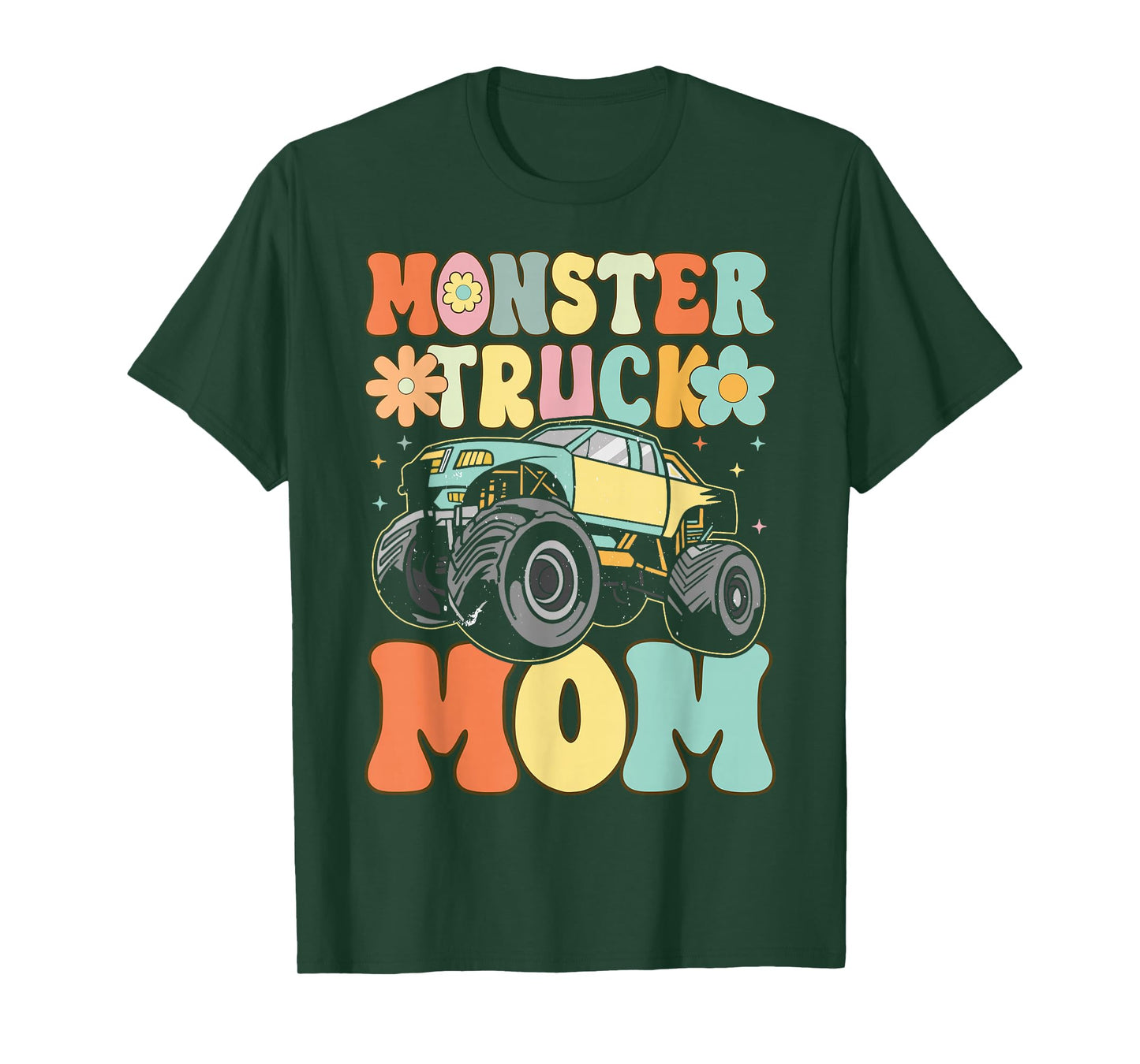 Monster Truck Mom Groovy Truck Lover Mom Female T-Shirt