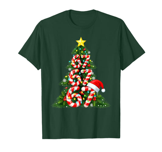 67 Christmas Tree Candy Cane Holiday Six Seven Meme Brainrot T-Shirt