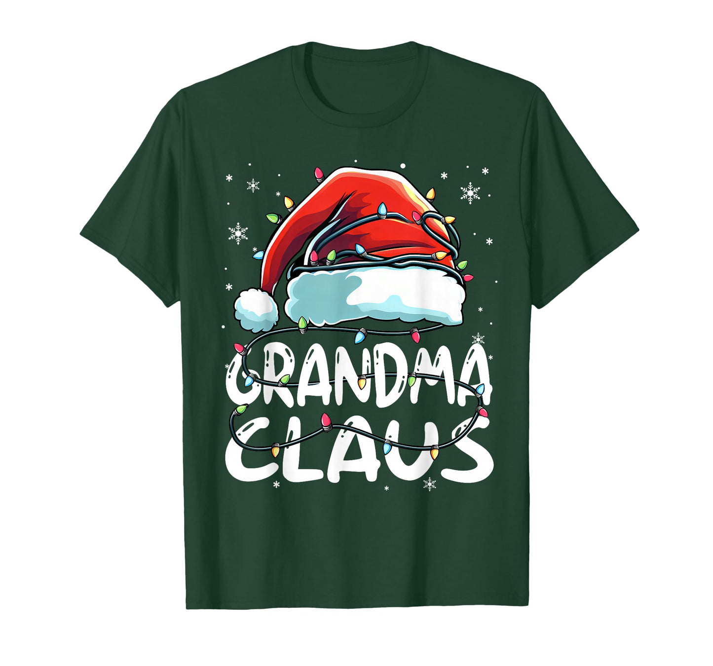 Grandma Claus Christmas Lights Matching Family Xmas Pajama T-Shirt