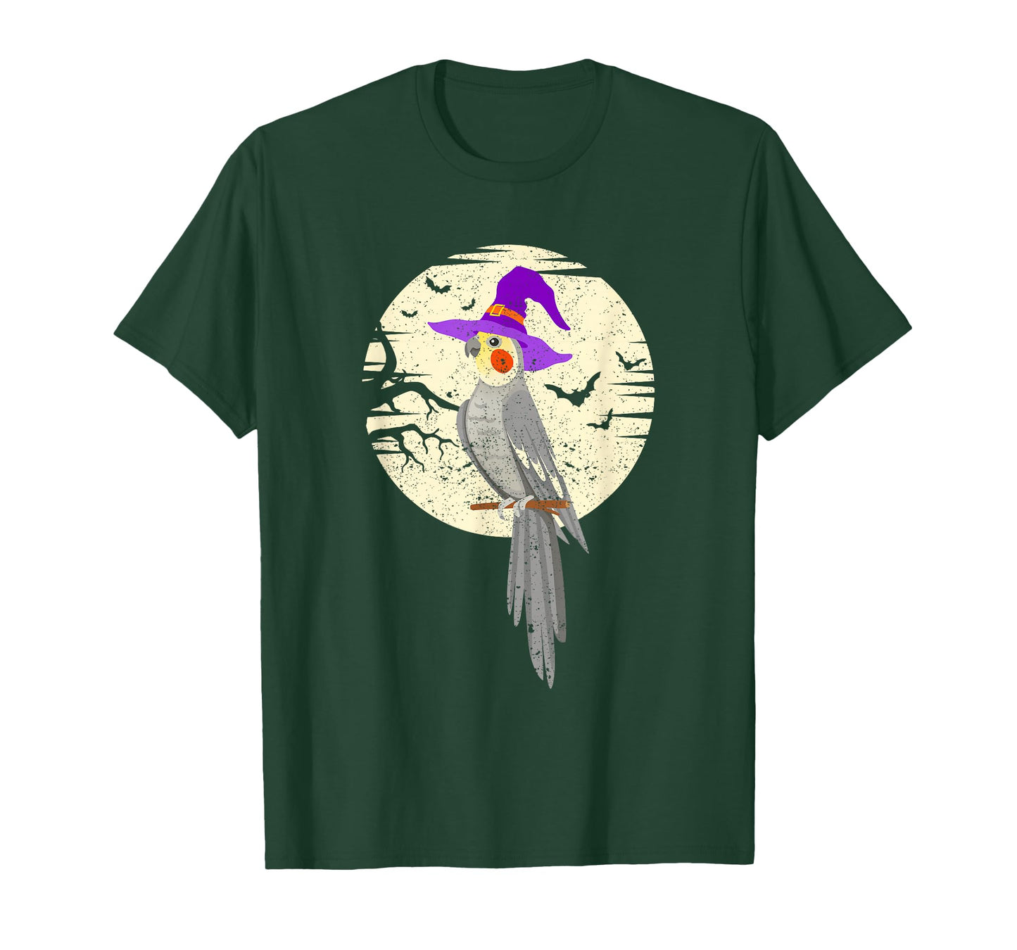 Cockatiel Bird Witch Hat Funny Halloween Animal Lover Scary T-Shirt