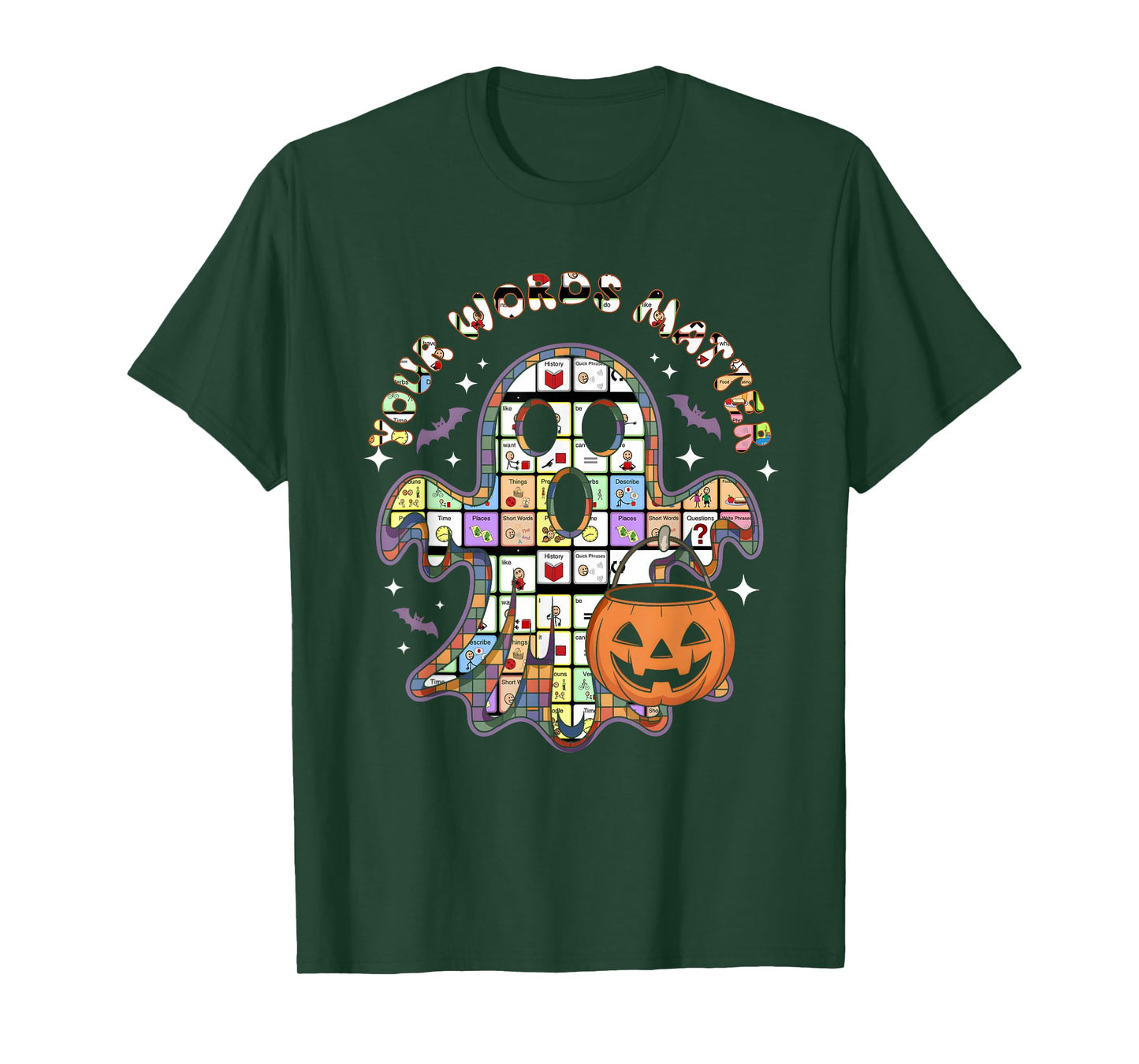 Your Word Matter SLP Speech Therapy AAC Ghost Halloween T-Shirt