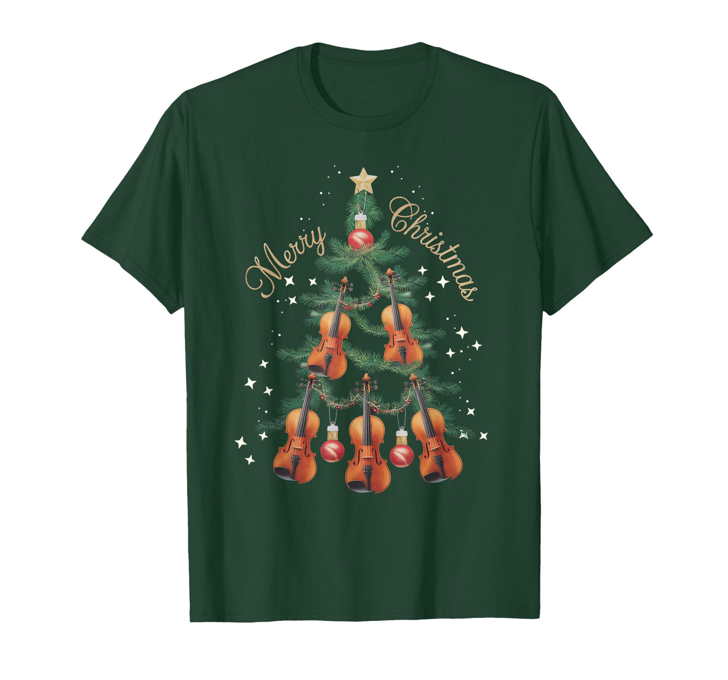 Violin Xmas Tree Violins Christmas Tree Merry Christmas T-Shirt