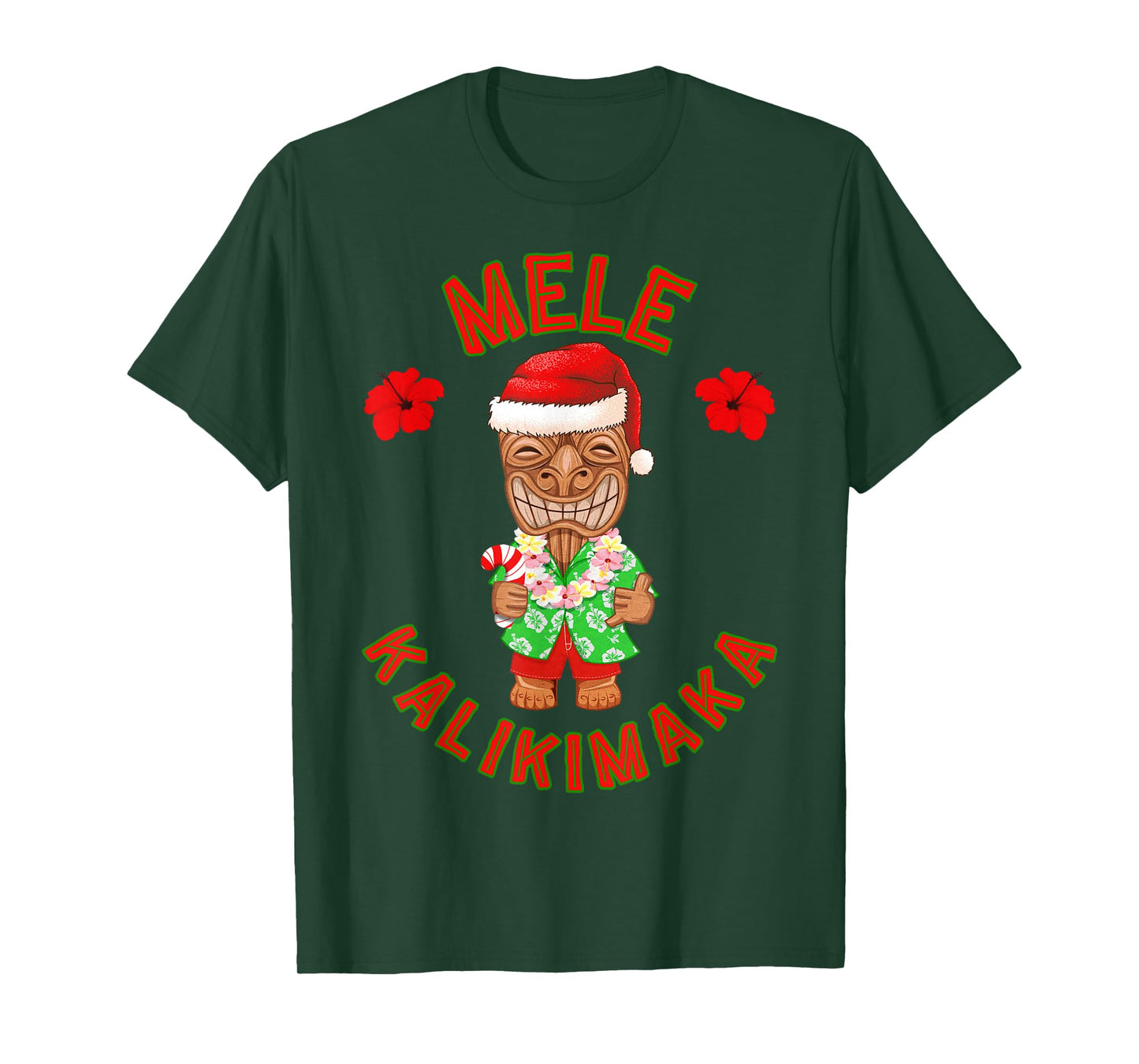 Funny Hawaiian Tiki Santa Merry Christmas Mele Kalikimaka T-Shirt