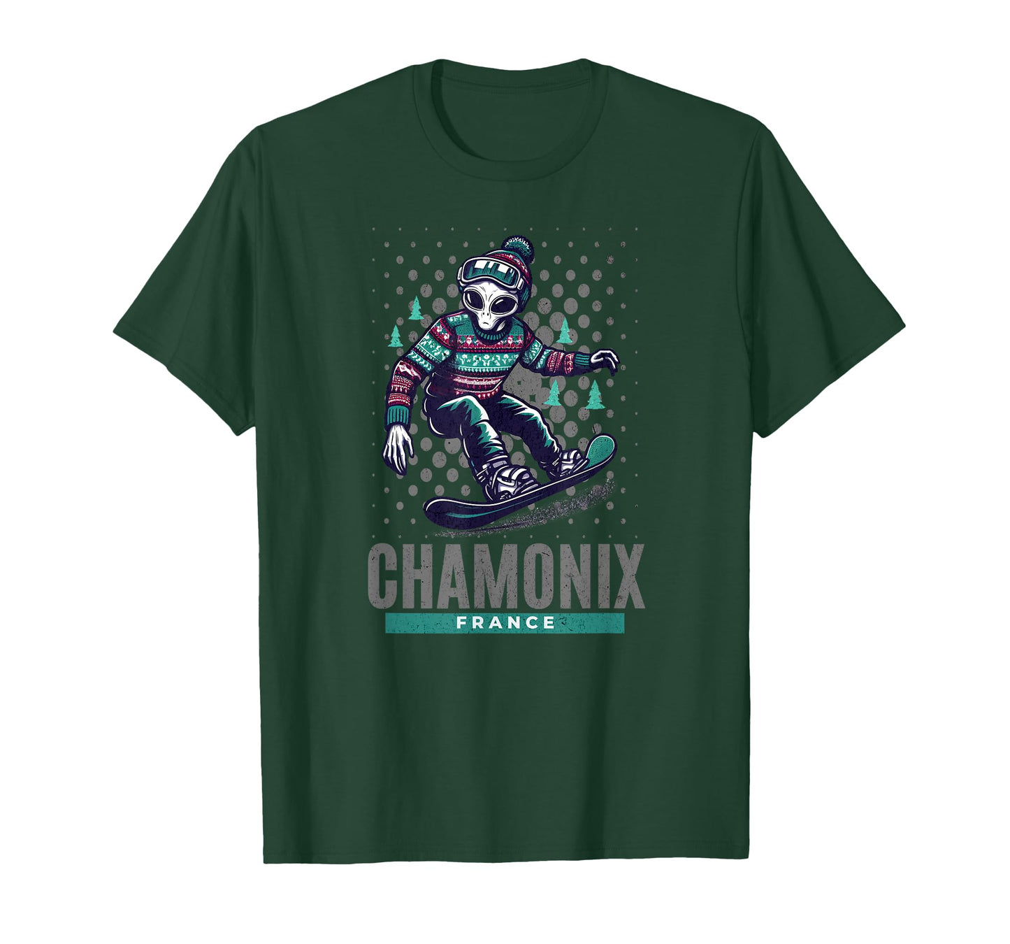 Cosmic Thrills - Alien Snowboarding in Chamonix France T-Shirt