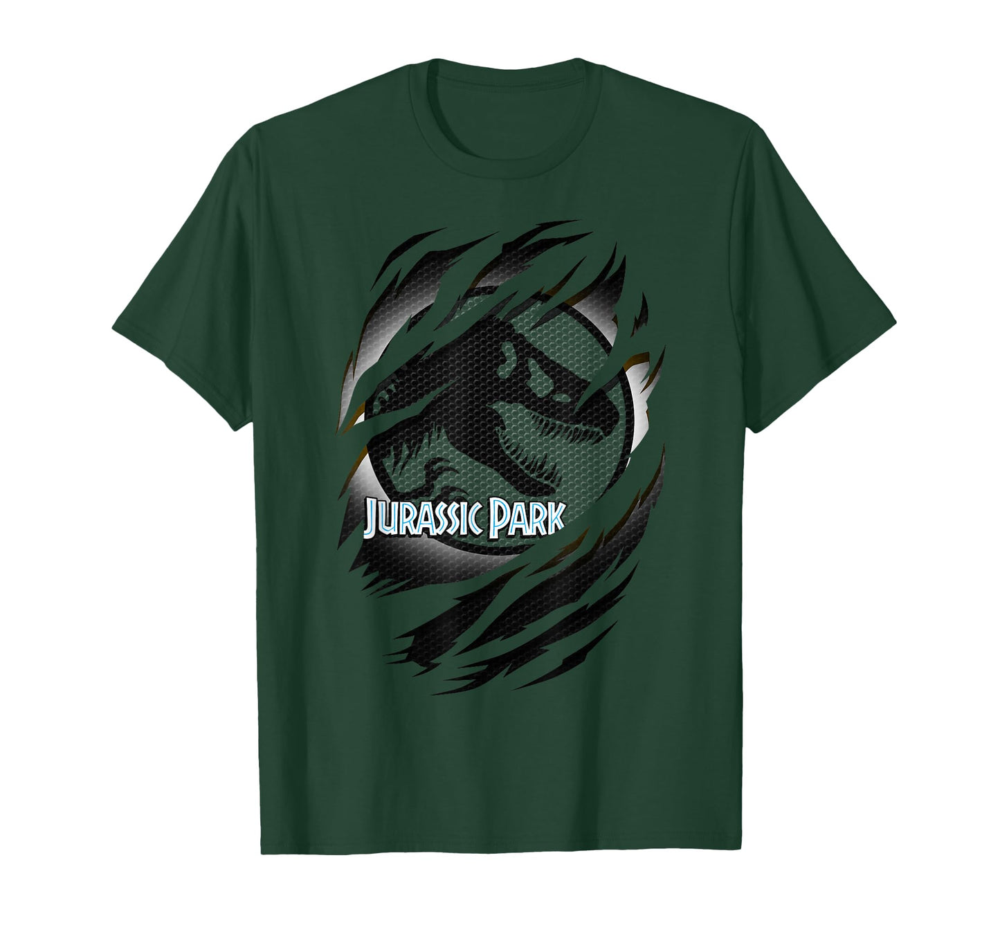 Jurassic Park Slashed White Glow T-Rex Logo Graphic T-Shirt T-Shirt