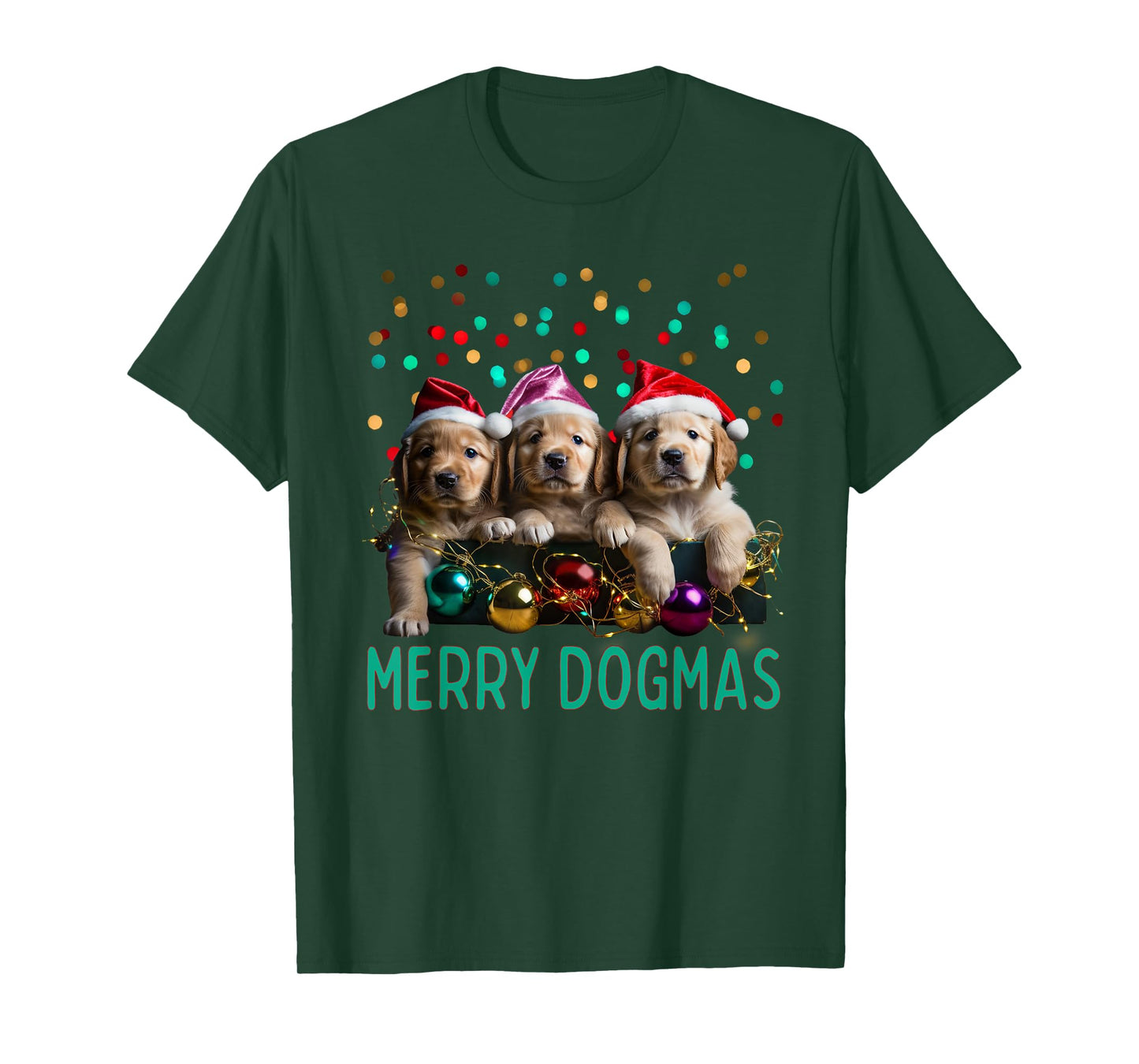 Merry Dogmas Golden Retriever Puppies Christmas T-Shirt