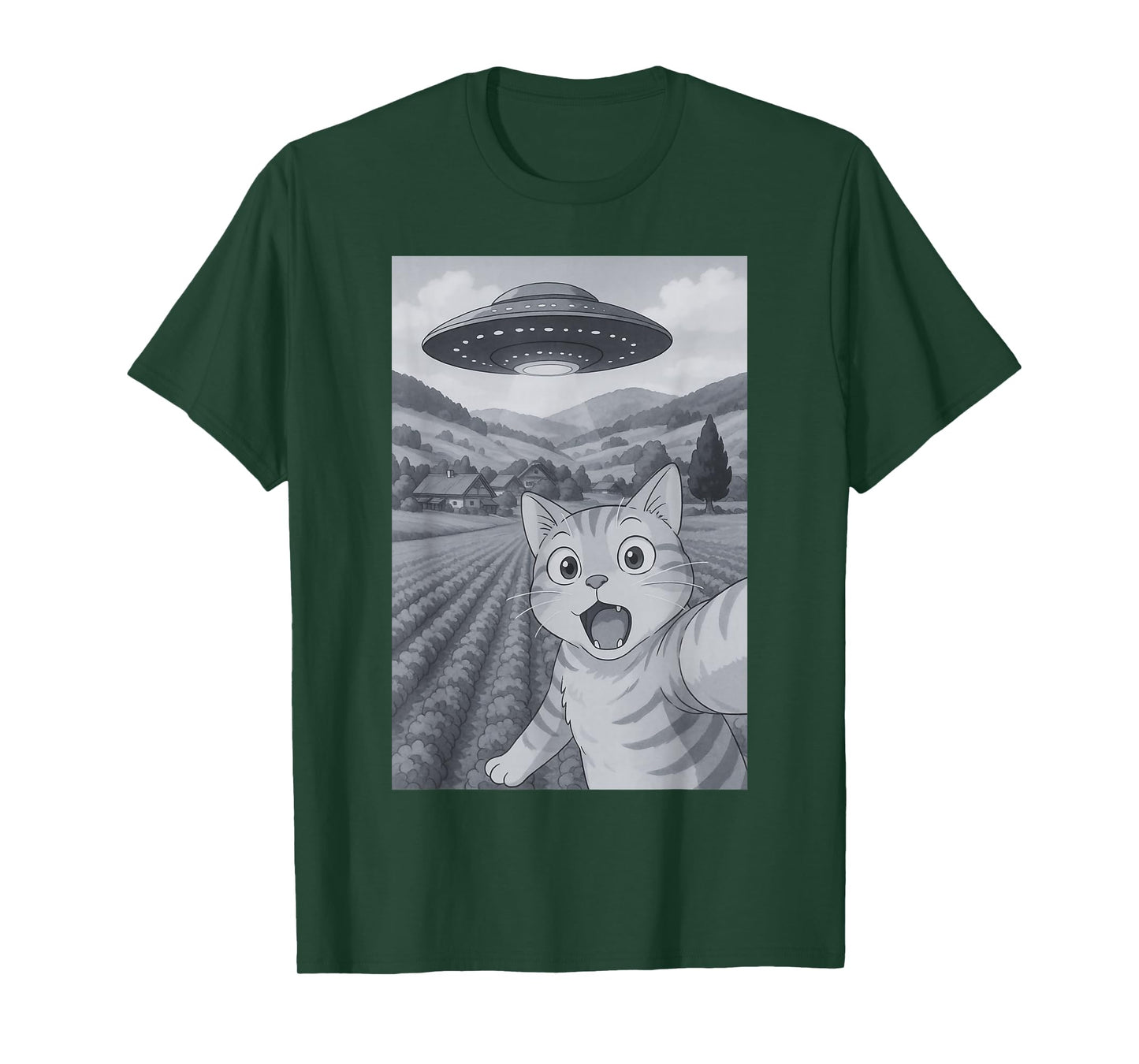 Cat Selfie With UFOs Alien UFO T-Shirt