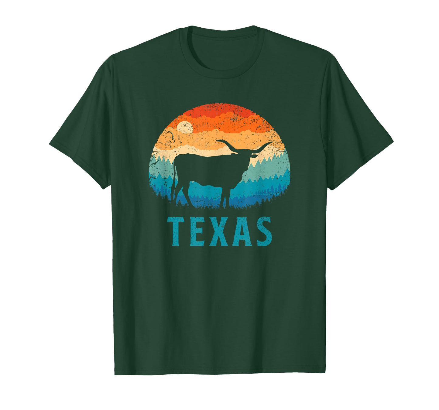 Texas Longhorn Cow Vintage Texan Cattle Herd Retro Lone Star T-Shirt