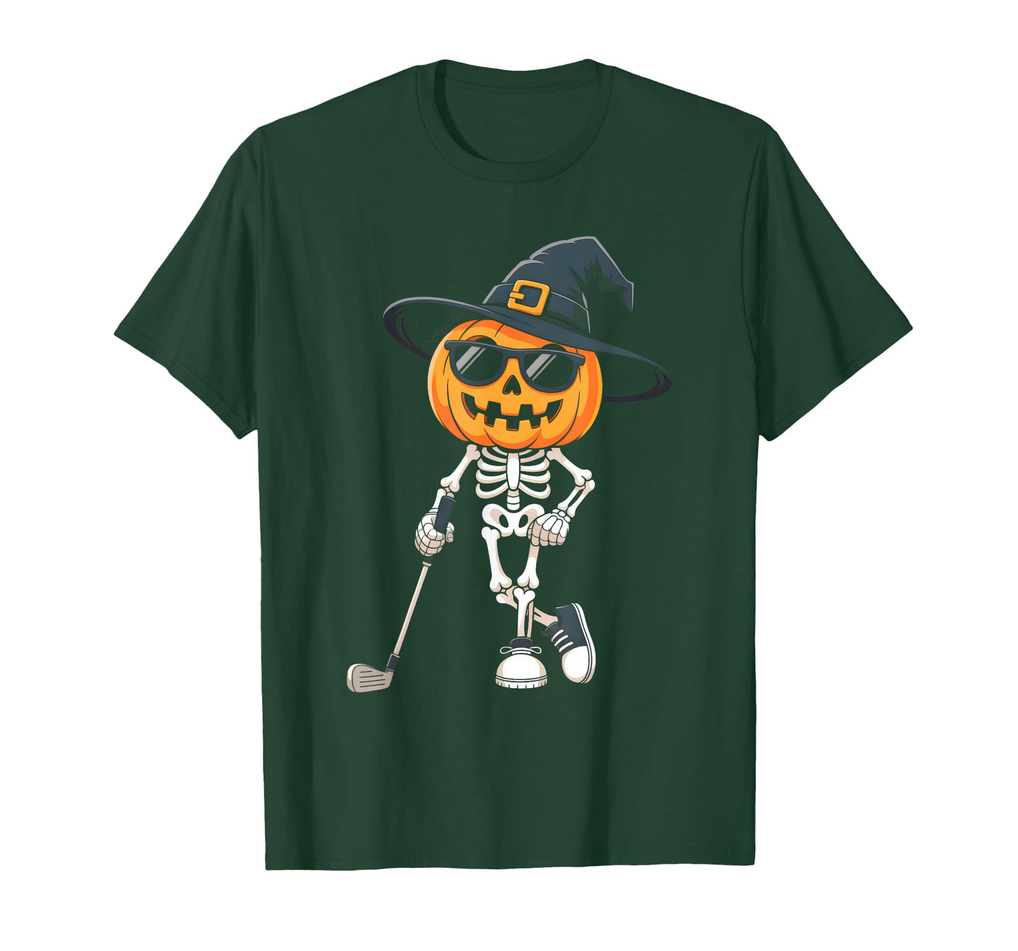 Skeleton Playing Golf Men Dad Father Funny Halloween Costume T-Shirt