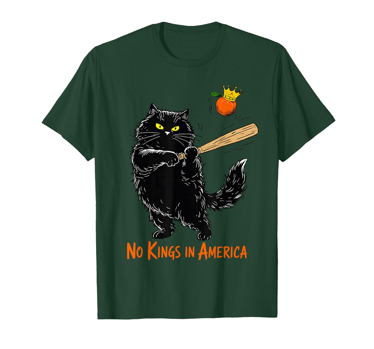 Cat Baseball No Kings in America Protest Fight Oligarchy T-Shirt