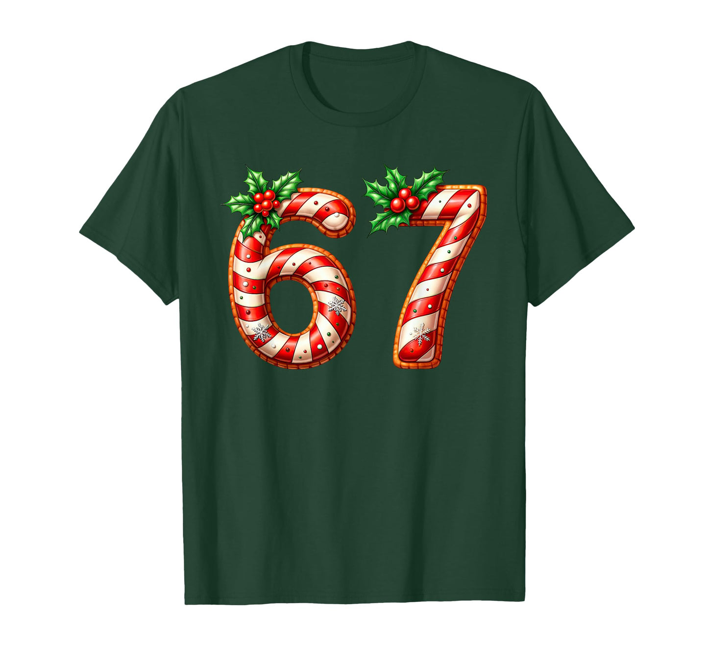 Funny Six Seven 67 Meme Gen Alpha Slang 6 7 Candy Cane T-Shirt