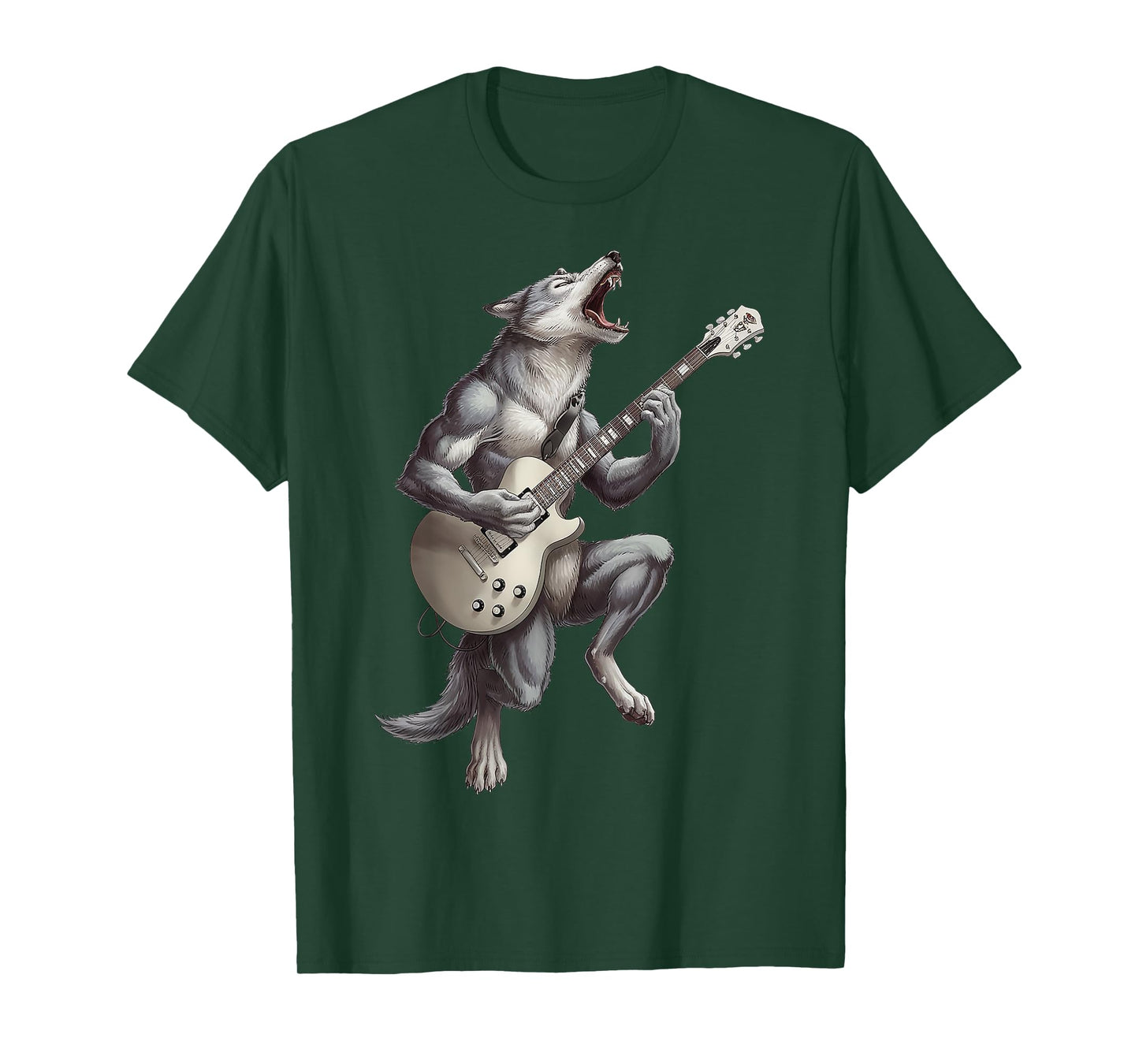 Wolf Playing Guitar Rock Star Funny Gifts For Men Women Kids T-Shirt