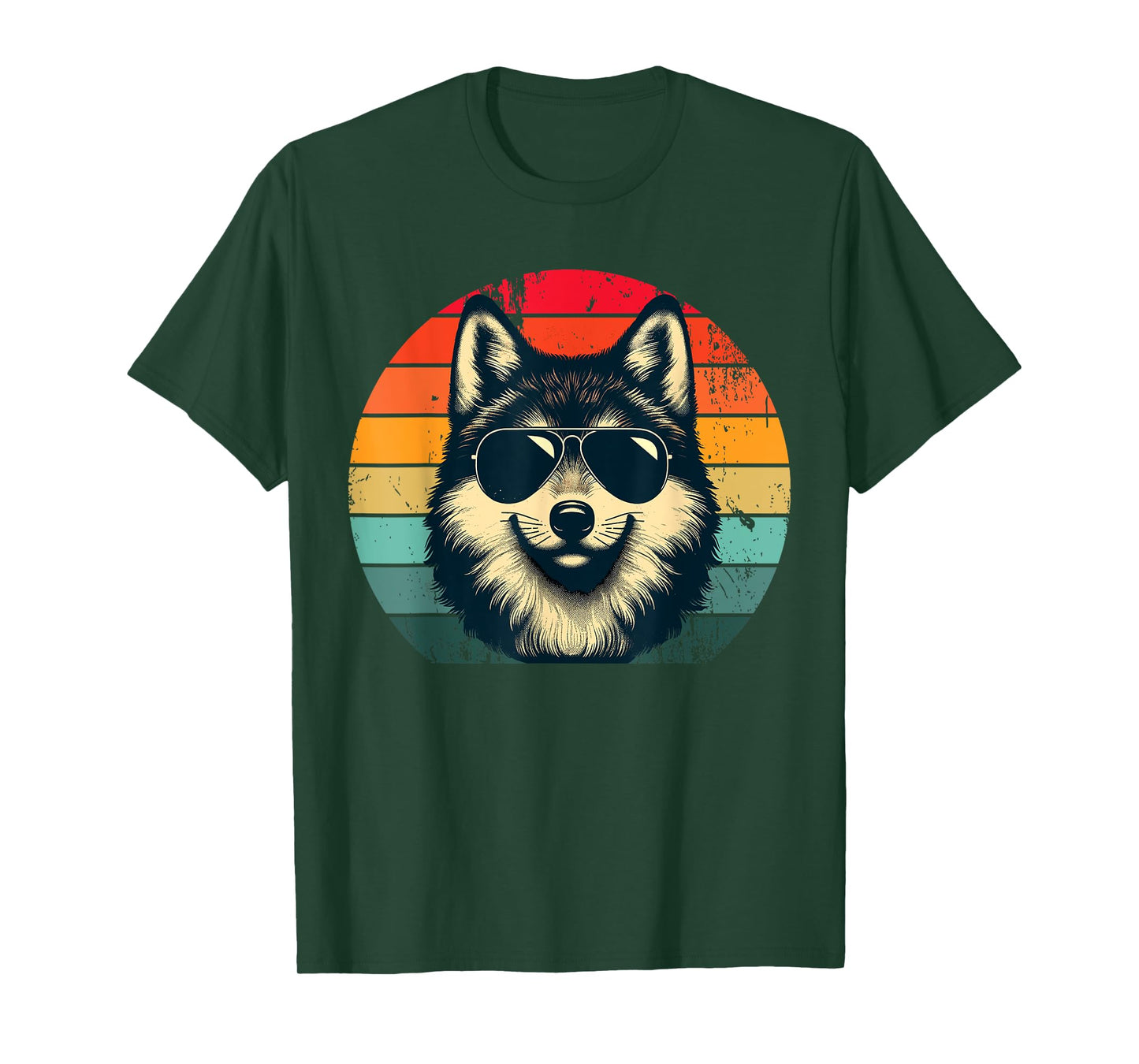Cool Retro Wolf in Sunglasses 70s 80s 90s Novelty Funny Wolf T-Shirt