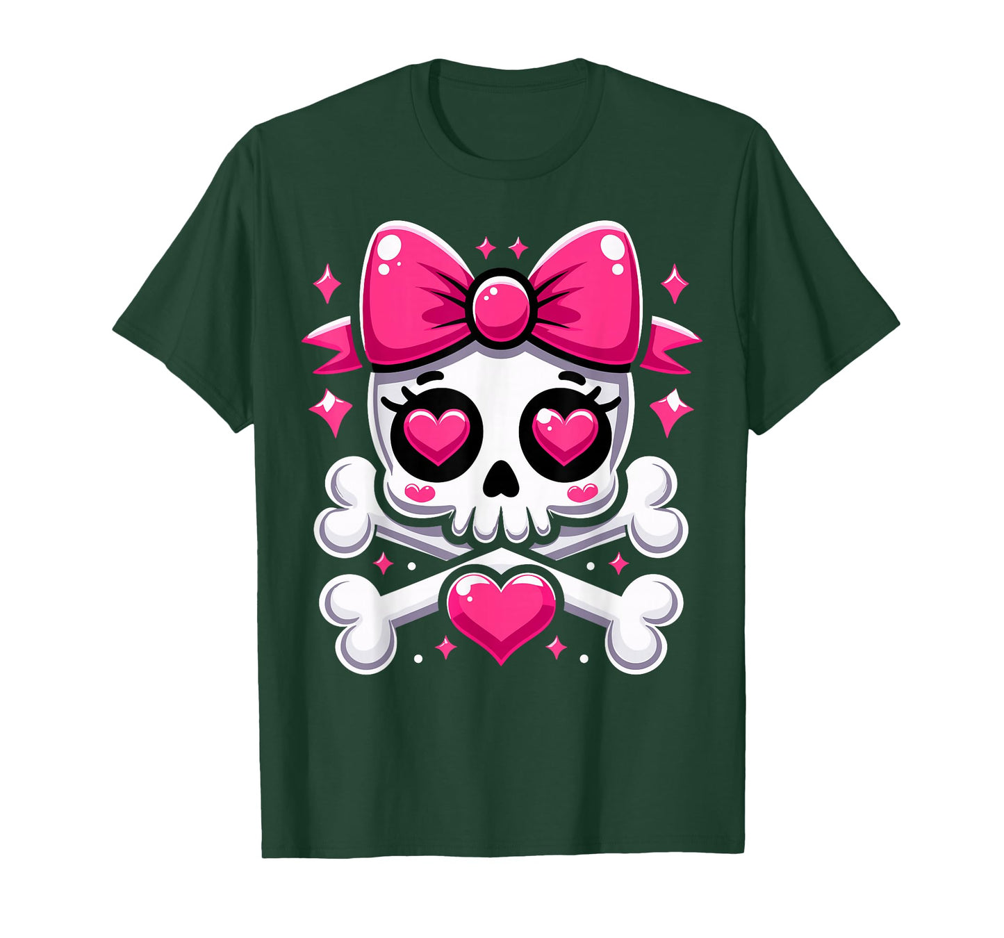 Skull with Bow Pink Girl Skull Halloween T-Shirt