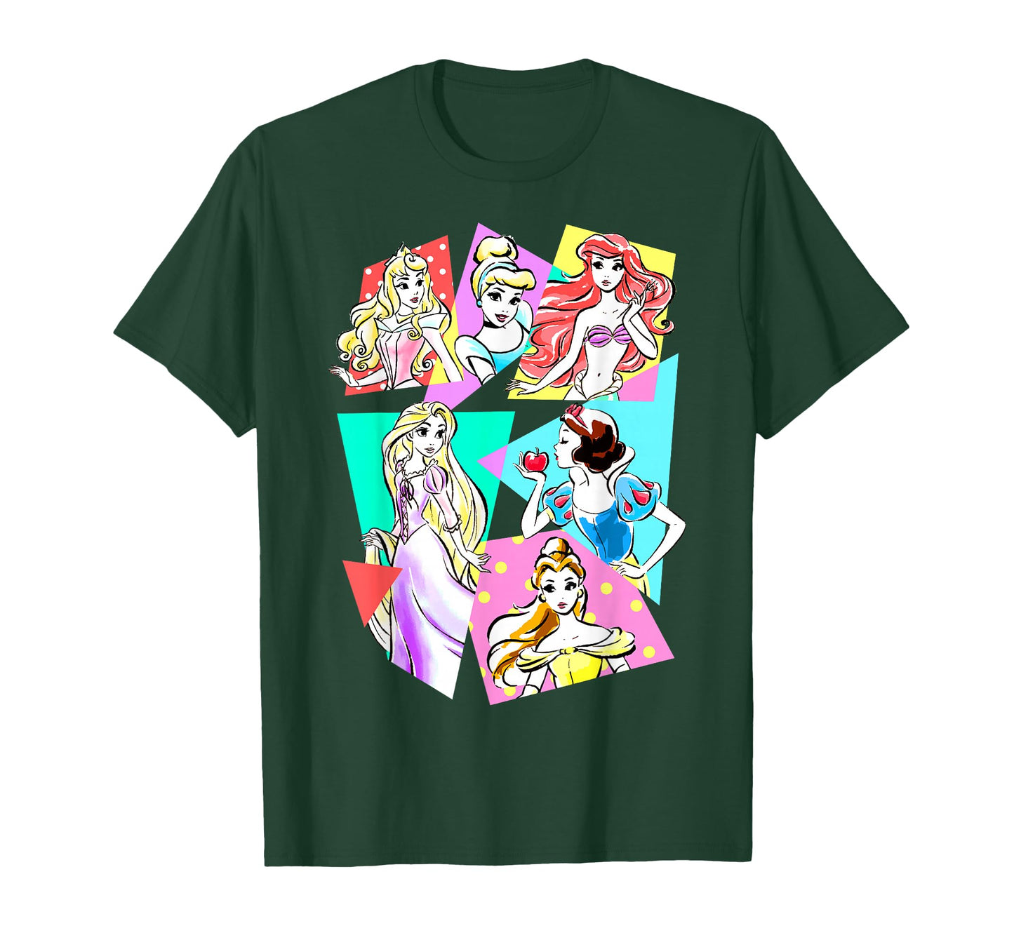 Disney Princesses Neon Pop Art Sketch Graphic T-Shirt T-Shirt