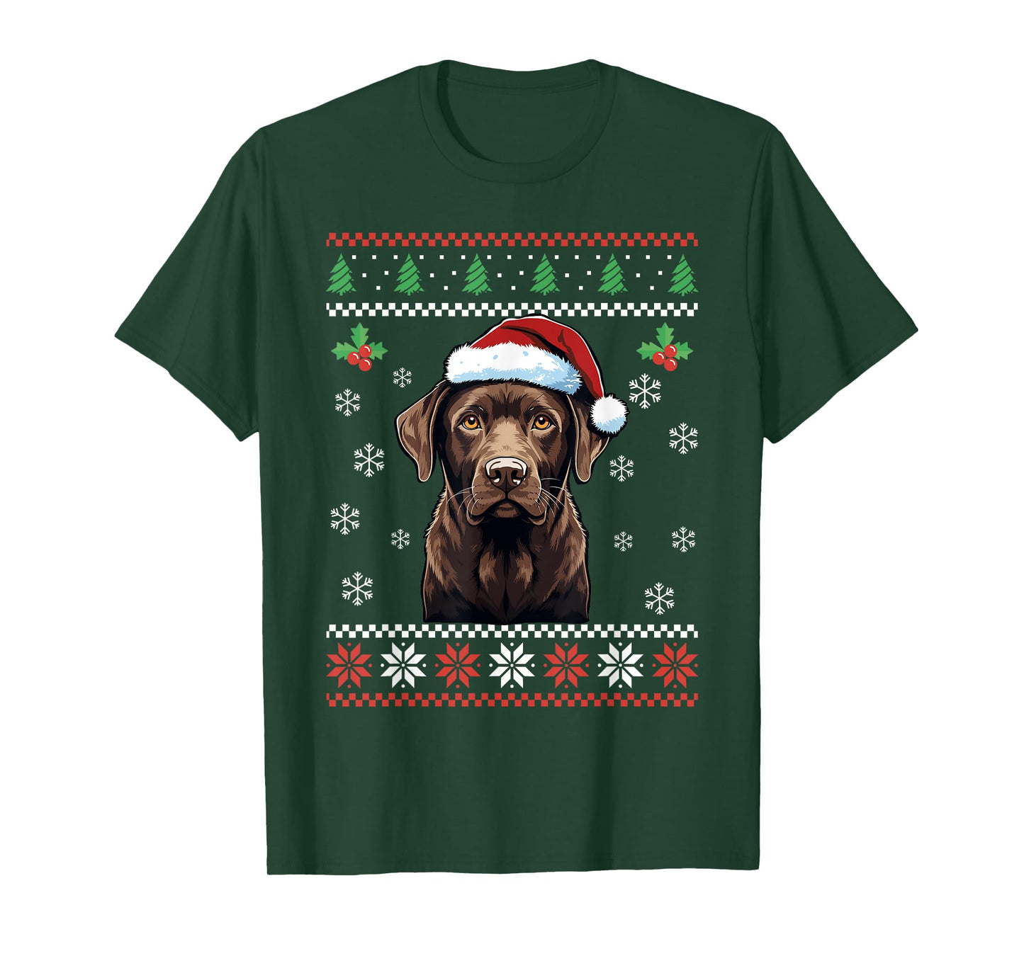Chocolate Labrador Ugly Christmas Sweater Xmas Adults Kids T-Shirt