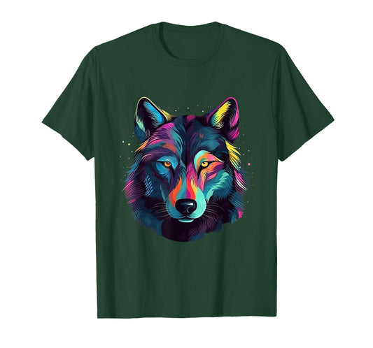 Wolf Pop Art Colorful Art Wolf Lover T-Shirt