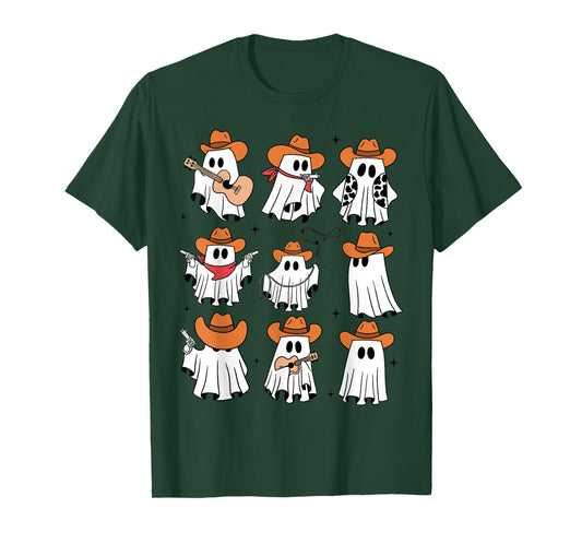 Funny Cowboys Ghost Western Halloween Howdy Rodeo Cute Ghoul T-Shirt