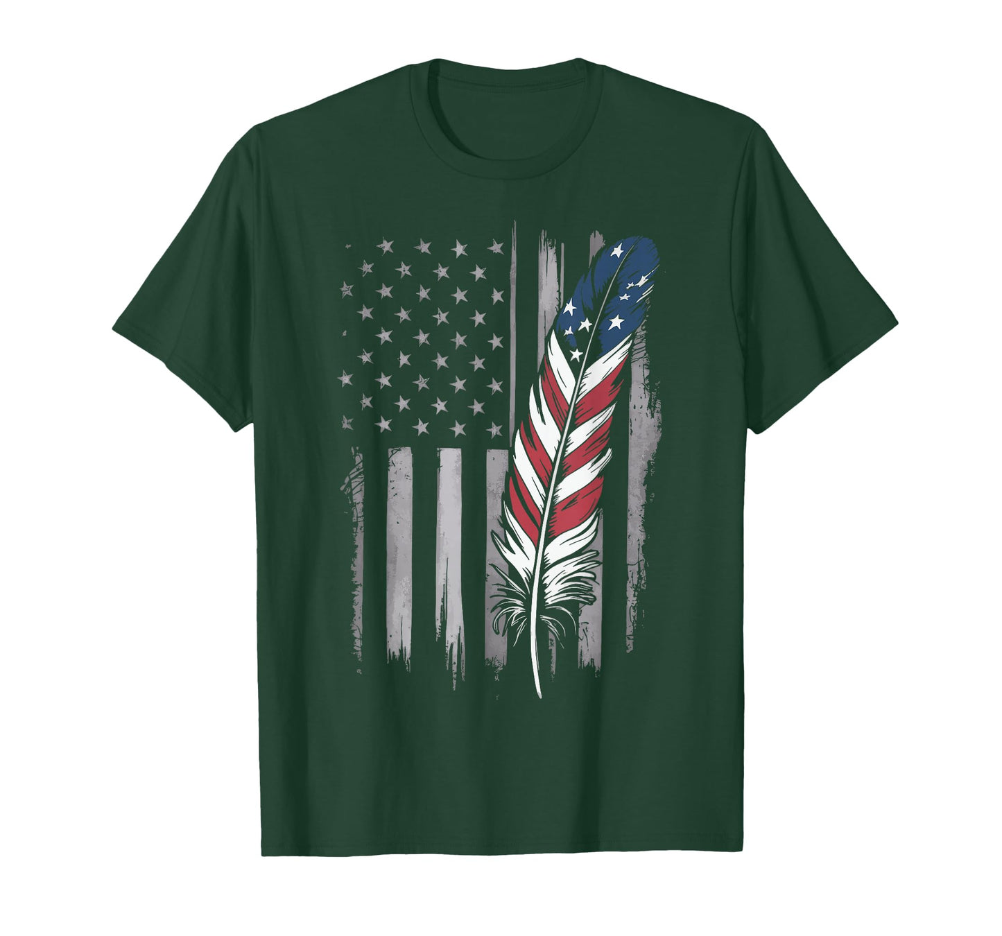 Feather USA Flag Native American Tribal Tradition T-Shirt