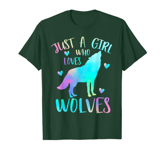 Just a Girl Who Loves wolves Watercolor Cute wolf lover,Short Sleeve T-Shirt