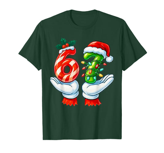 67 Christmas 67 Meme Gen Alpha Slang Candy Cane Xmas Holiday T-Shirt
