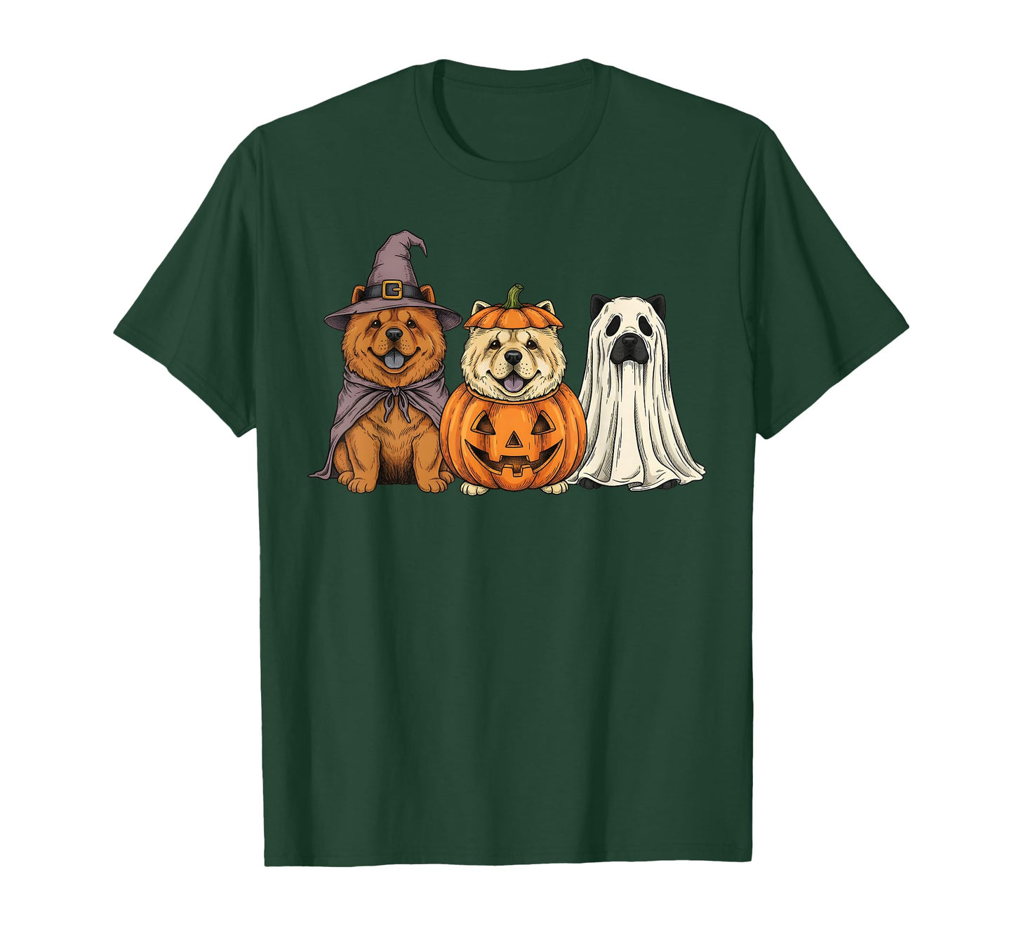 Spooky Ghost Chow Chow Pumpkin Halloween Dog Lover T-Shirt