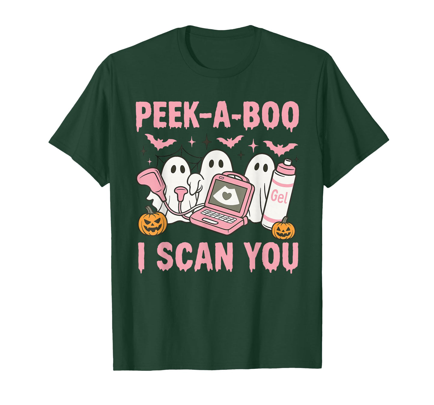 Peek A Boo I Scan You Spooky Sonographer Ultrasound Tech T-Shirt