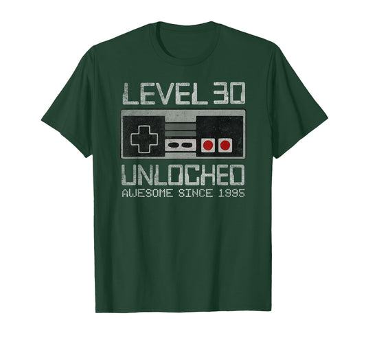 Level 30 Unlocked 30th Birthday 30 Year Old Video Gamer Man T-Shirt