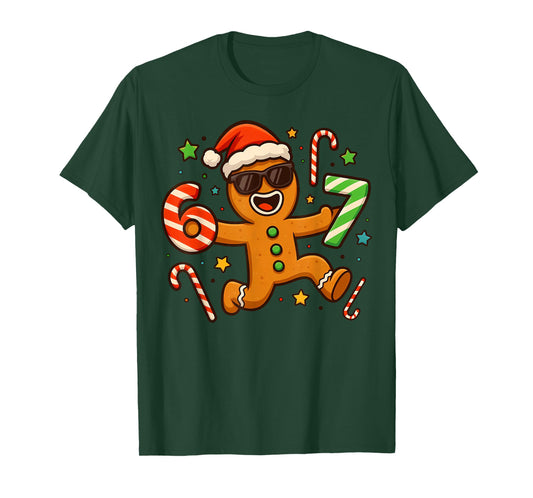 Funny Gingerbread Six Seven 67 Candy Cane Christmas Boys T-Shirt