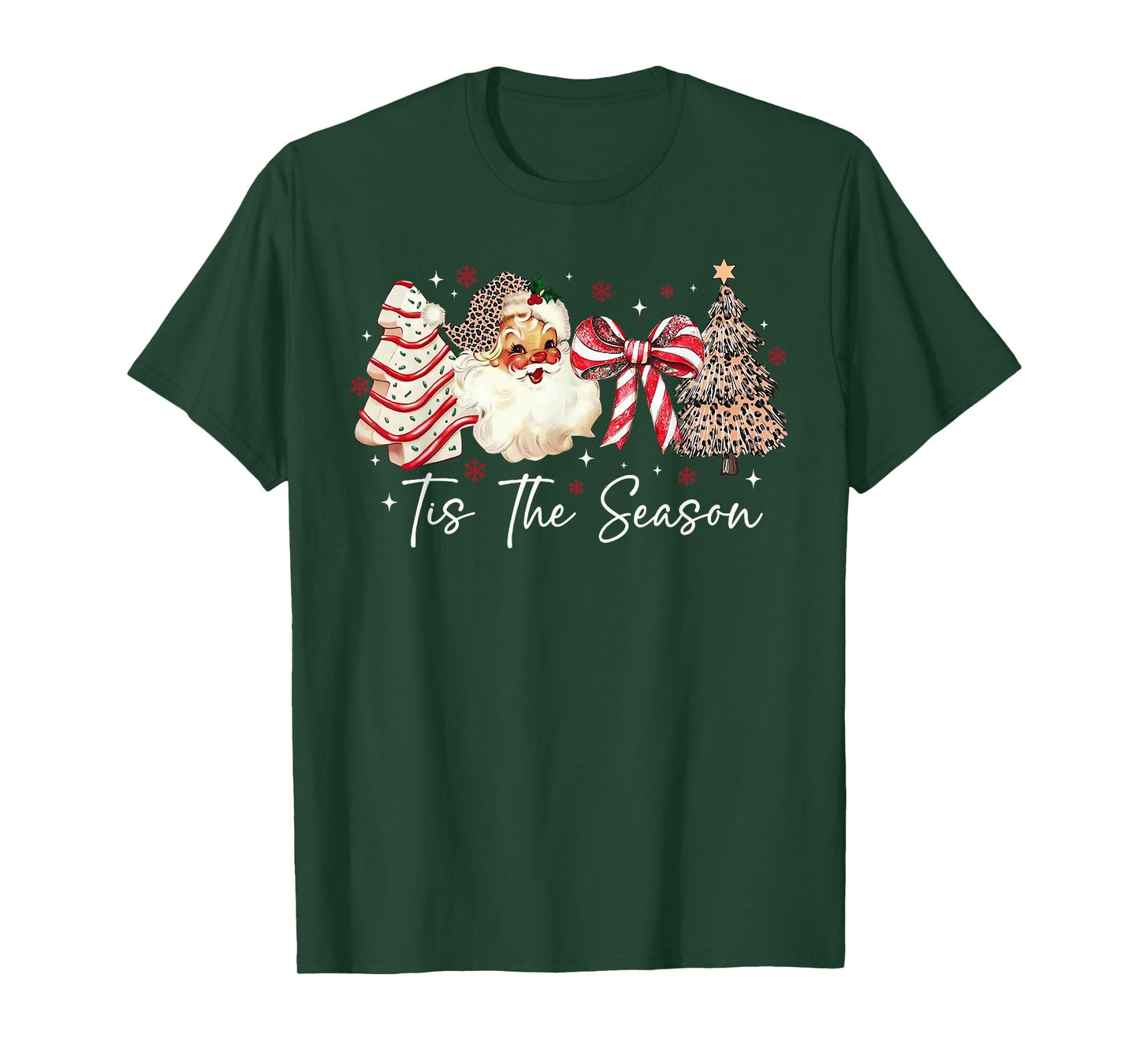 Tis The Season Leopard Santa Christmas Coquette Candy Cance T-Shirt