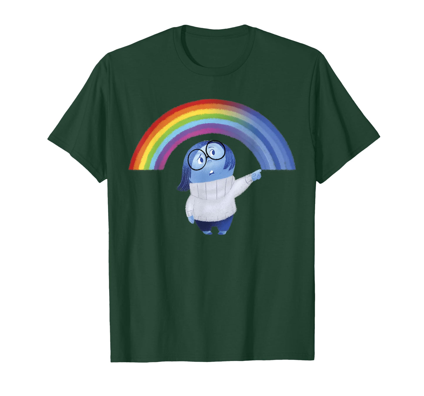 Disney Pixar Inside Out Sadness Rainbow Blue Gradient Logo T-Shirt