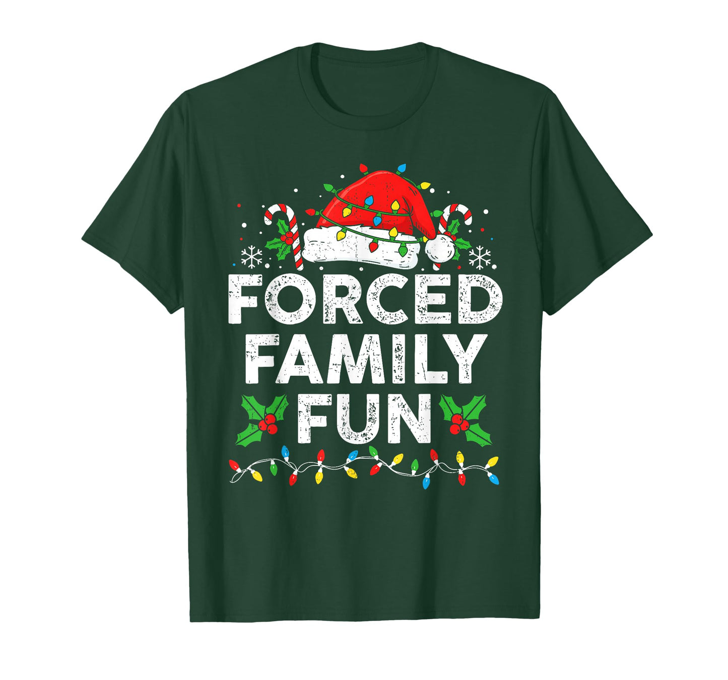Funny Forced Family Christmas Shirt Funny Xmas Men Women T-Shirt