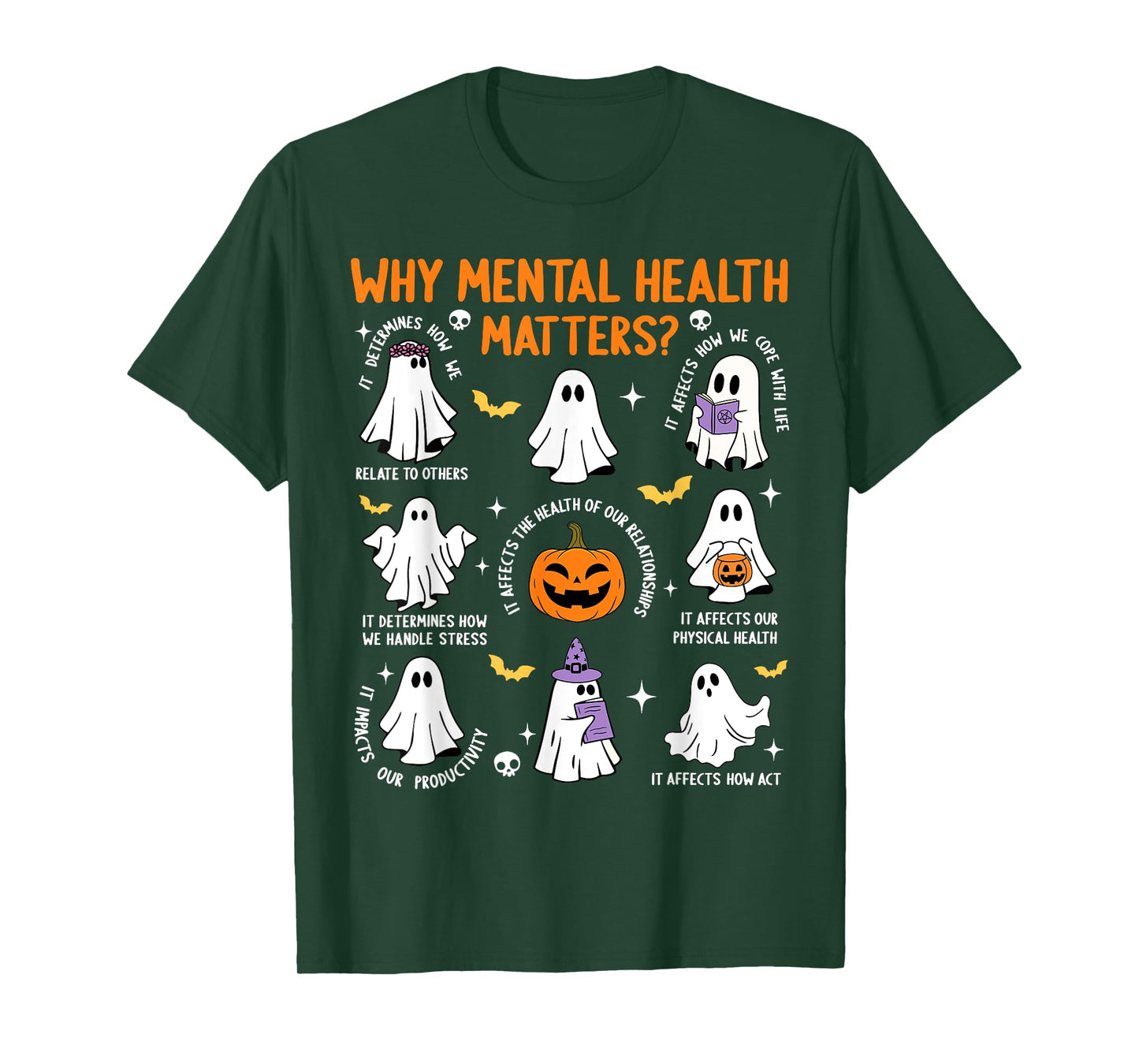Why Mental Health Matters Halloween Ghost Boo Therapist Cute T-Shirt