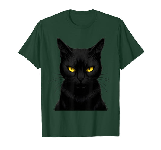 Black Cat Yellow Eyes Graphic Men Women Boys T-Shirt