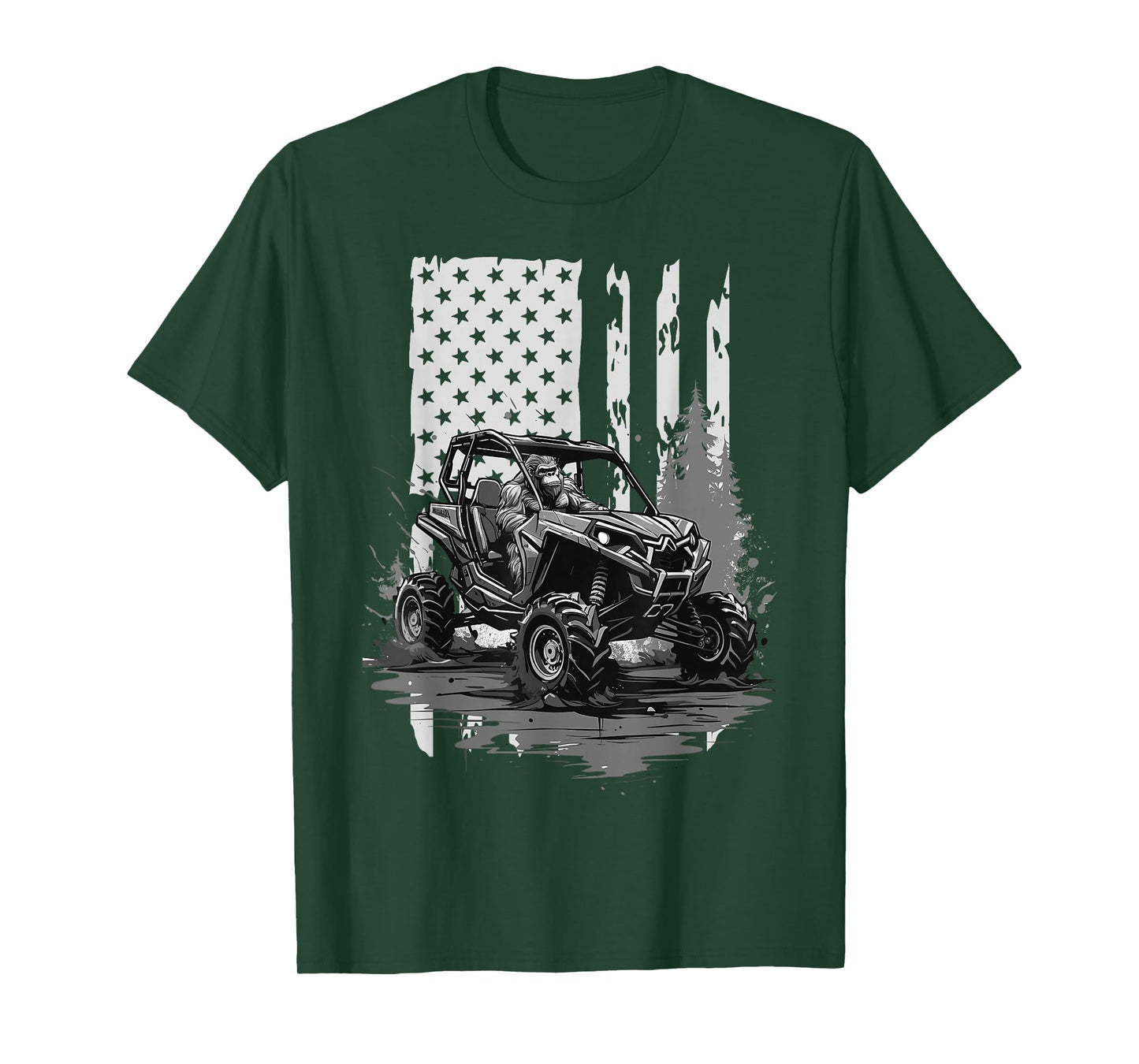 Funny patriotic Bigfoot riding a side by side UTV, Offroad T-Shirt