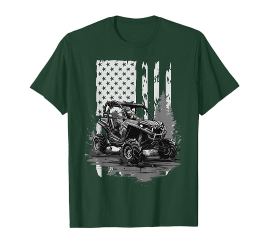 Funny patriotic Bigfoot riding a side by side UTV, Offroad T-Shirt