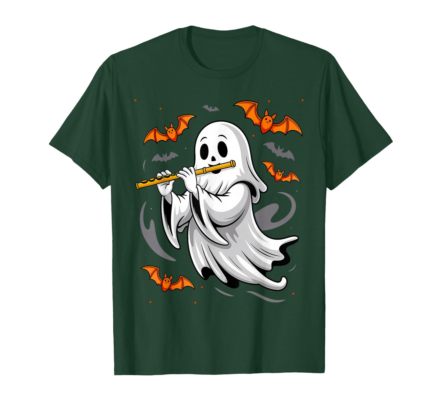 Boo Ghost Playing Flute Halloween Musical Instrument T-Shirt