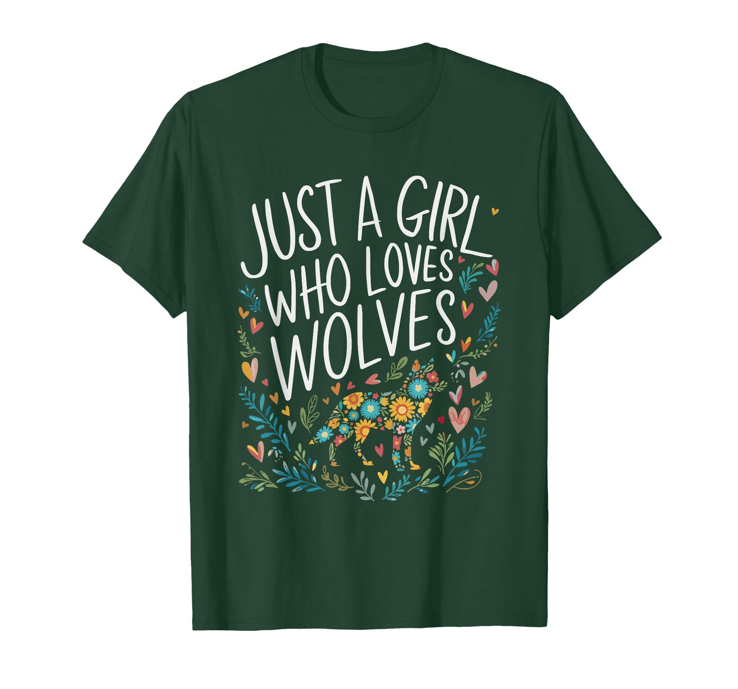 Cute Just A Girl Who Loves Wolves Men Women Girls T-Shirt