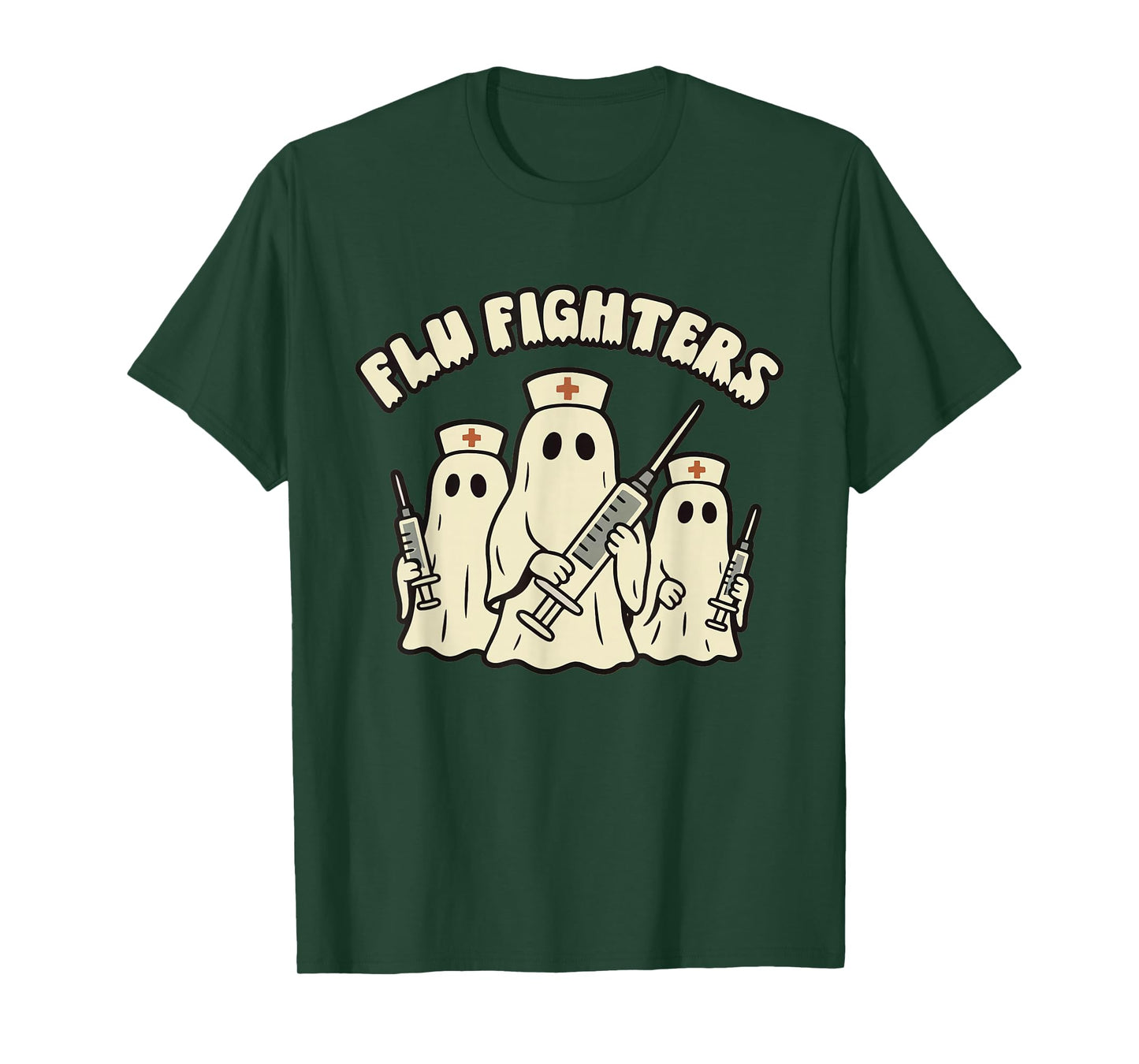 Retro Nurse Halloween Ghosts Flu Fighters ED PEDS RN T-Shirt