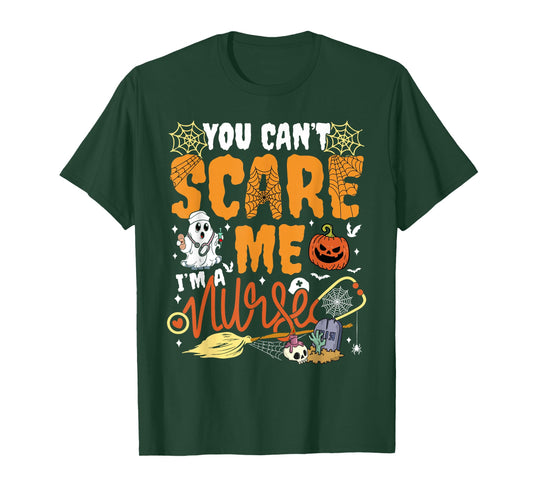 You Cant Scare Me I'm a Nurse Halloween RN Witch Boo Funny T-Shirt